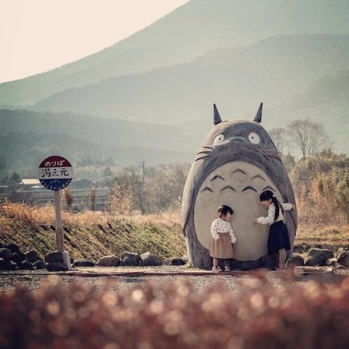 Japanese grandparents create life-size Totoro with bus stop for their grandkids  https://mymodernmet