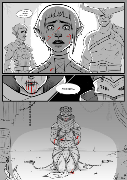 baewall:Headcanon time! InquisitorSaarebas gets tracked down by her former Qun guardians, they recapture, bind and craft a new control rod for her. Sera and co come to rescue her… Sorry about the angst >_>, but I’m quite happy I managed to finish