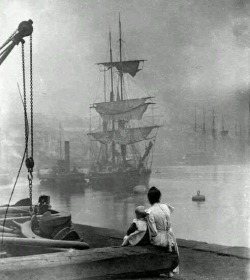 hauntedbystorytelling:  A ship on the Thames by unknown photographer,  London, 1880 