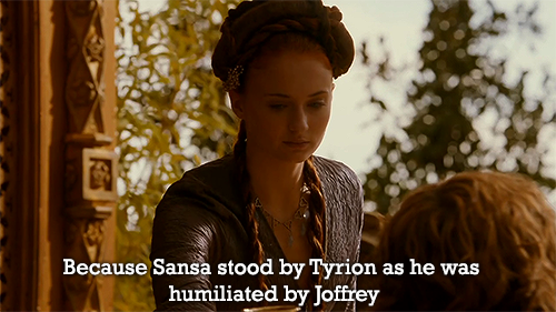 whywelovethestarks:
““ Because Sansa stood by Tyrion as he was humiliated by Joffrey
”
by unepassante1861
”