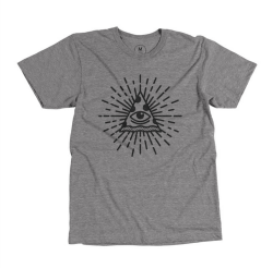 creativemornings:  We can get down with this all-seeing pizza shirt, not currently for sale but just waiting to make a comeback. It’s watching you, over on Cotton Bureau. 