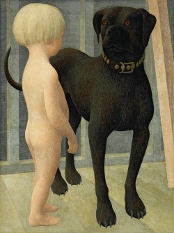 sulphuriclike:Alex Colville_Child and Dog_1952National