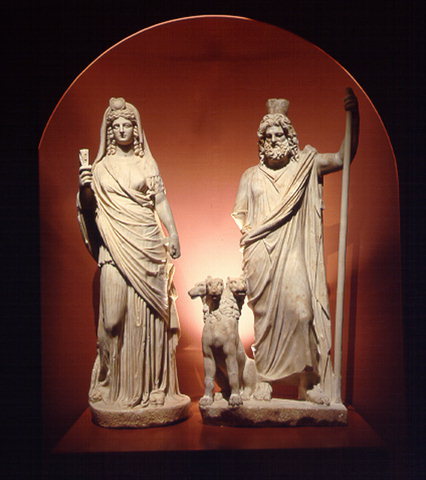 grandegyptianmuseum:  Hellenized Isis and Serapis  Its discoverer dated it to the 2nd-century BCE, w