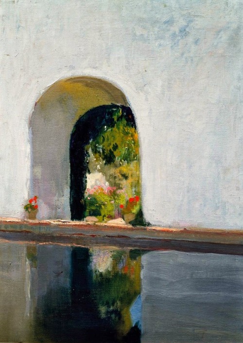 La Alberca , The Pool of the Alcazar  - Joaquin Sorolla 1918Impressionism