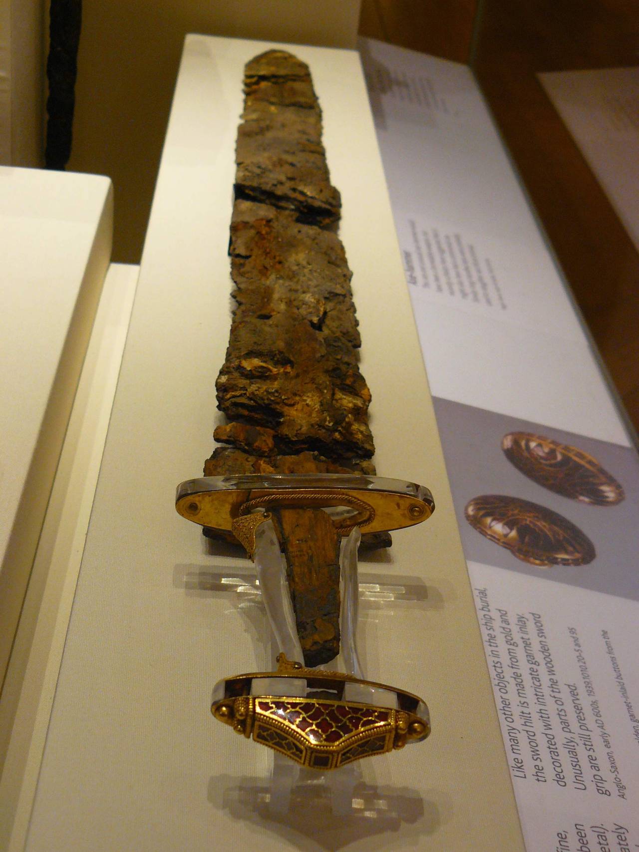 Sword from the Anglo-Saxon Sutton Hoo ship-burial, dates to approximately AD 620. Suffolk, England.
This sword is one of the many artifacts discovered in the Sutton Hoo ship-burial, which is thought to have belonged to one of four East Anglian kings:...