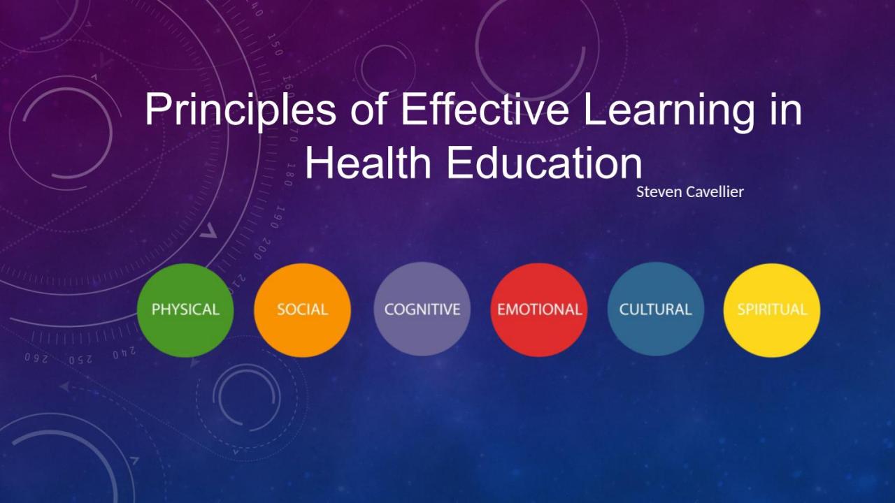 Principles of Effective Learning in Health Education