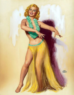 lovethepinups:    Earl Moran - “Marilyn in a Hula Skirt” 1940’s  