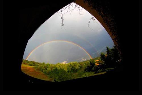 Rainbow from a grottoSnapped with a fisheye lens in a cave near the town of Chorges in south eastern