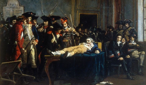 bunniesandbeheadings:Varying images depicting a wounded Maximilien Robespierre on the 9th of Thermid