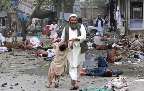 Aftermath of a suicide bombing in Jalalabad, Afghanistan, April 18, 2015