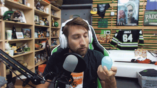 columbiaskies: He just opened like a toy egg on his desk and it scared the shit out of him.