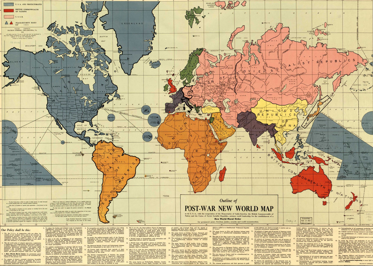 ‘Post-War New World Map’
Feb 1942, Maurice Gomberg.