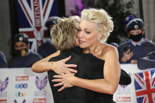 travelerontheedge17:  Hannah Waddingham and Sharon Stone during the Pride Of Britain Awards 2021