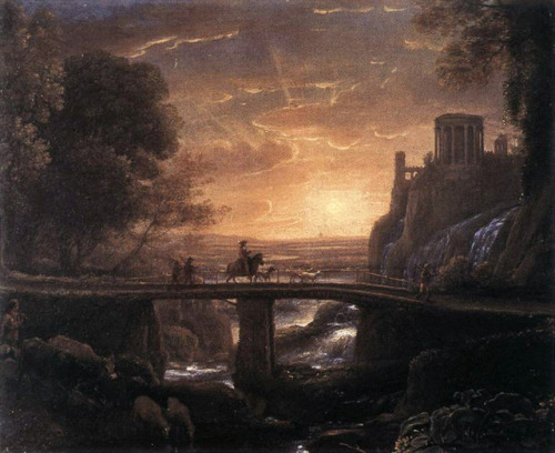 artist-lorrain:Landscape with an Imaginary View of Tivoli, Claude LorrainMedium: oil,copperw