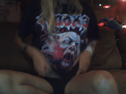 trashy-thrasher:  I got this shirt from Ethan in Vathek (yalls should check em out) and I`m drunk so have a late topless tuesday! (cause i`m too drunk to know what day  it is) fromblacknessbelow 