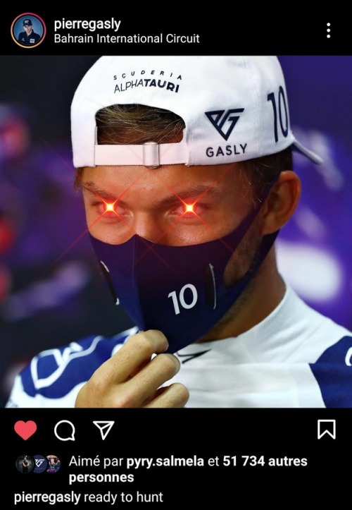 fullgazly:Pierre “ready to hunt” Gasly HUNT???? It is very significant.?????