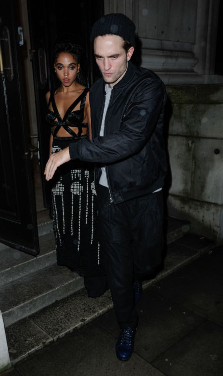 myheartsnsocal:Rob and girlfriend FKATwigs leaving the BritAwards After AFTER party