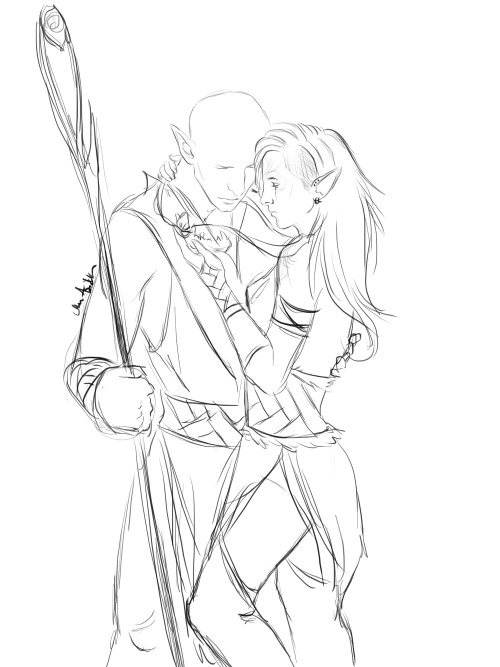 mappeli-moose:SolasxLavellan Sketches.Ugh I’m in Solavellan Hell.. Get me out of here!