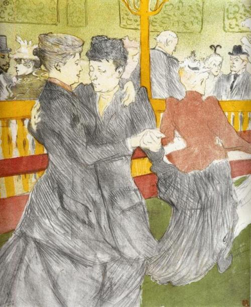 artist-lautrec: Dancing at the Moulin Rouge, 1897, Henri de Toulouse-LautrecMedium: oil on cardboard