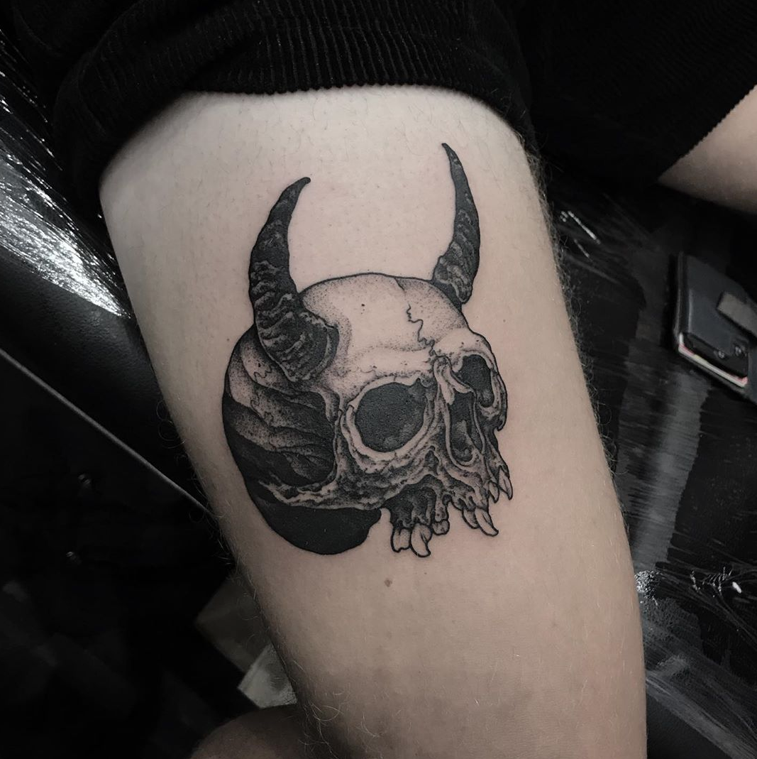 ArtStation  Demon Skull Tattoo Design Experimental