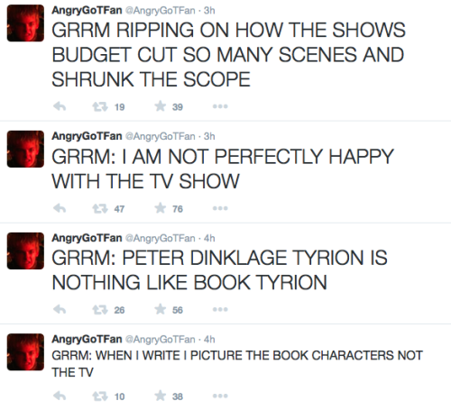 justdndthings: kateofthecanals: Some interesting tweets from GRRM’s appearance at Bubonicon in