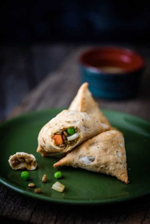 sweet potato and lentil samosas