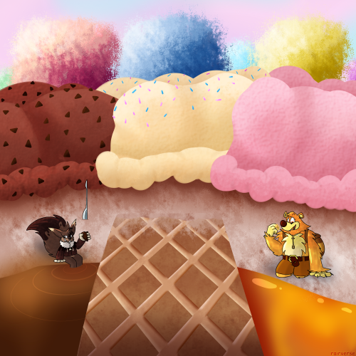 Concept art for a level in Banjo-Conkie! Featuring Chocolate Conker and Honey Banjo!  -mod Shadow