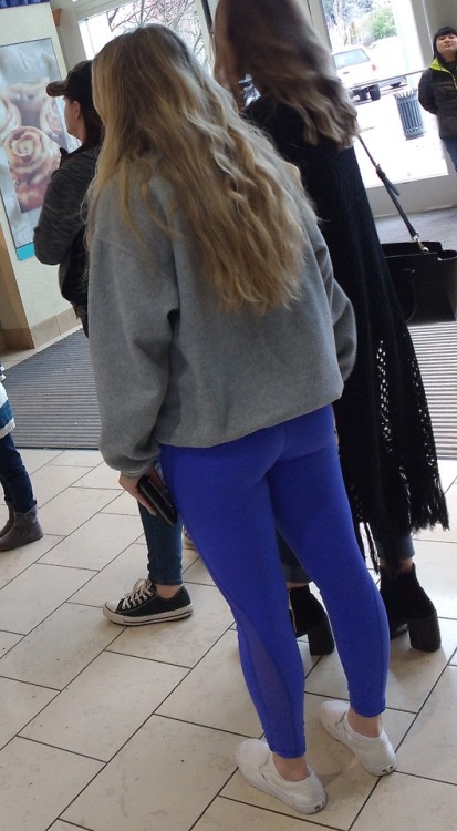 candid yoga pants in mall