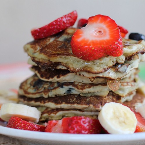 Stacks on stacks on stacks! Making vegan blueberry pancakes for #brunch. Happy #fathersday everyone!