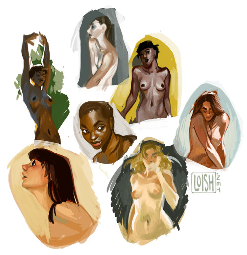 some color + skintone studies from ref, featuring: boobs.ref, clockwise from top middle: x, x, x, x,