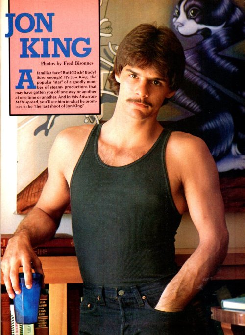 From ADVOCATE MEN (March 1985) photo by Fred Bisonnes Model is Jon King