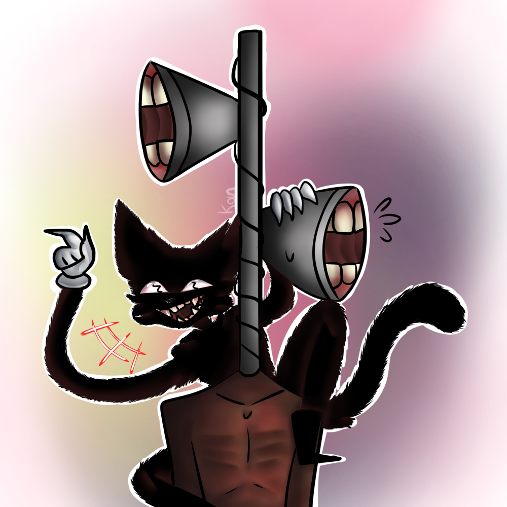 PsychoTehFox — Cartoon cat and siren head i really wanted to draw...