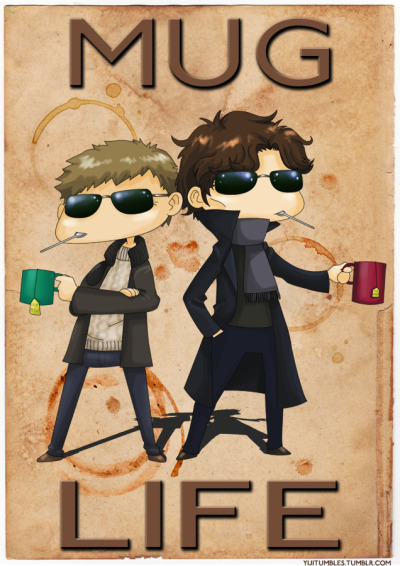 yijitumbles:
“ MUG LIFE
These two super-sleuths are BAMF. (especially after a good cuppa)
(I know it’s not terribly noticeable, but their teabags say ‘221B Brew’, because I’m cheeky and I thought it’d be a cute thing to find when they’re printed into...