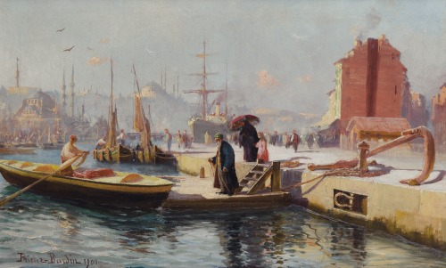François Leon Prieur-Bardin - Ferry at Karakoy, Constantinople - 1900