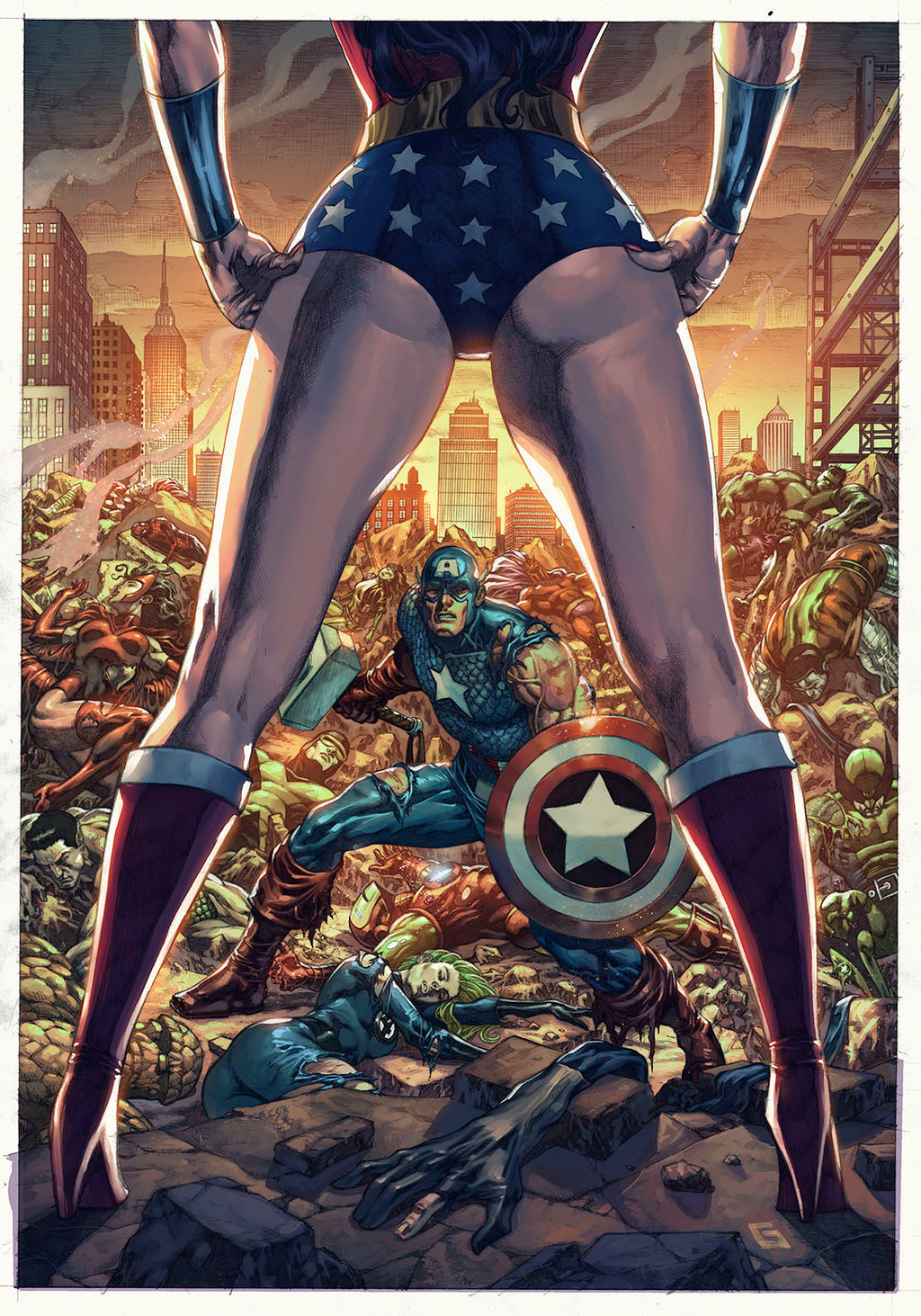 black-box-comics:
“Wonder Woman vs Marvel
Art by Alan Goldman
Colors by arf
More comic art at Black Box
”