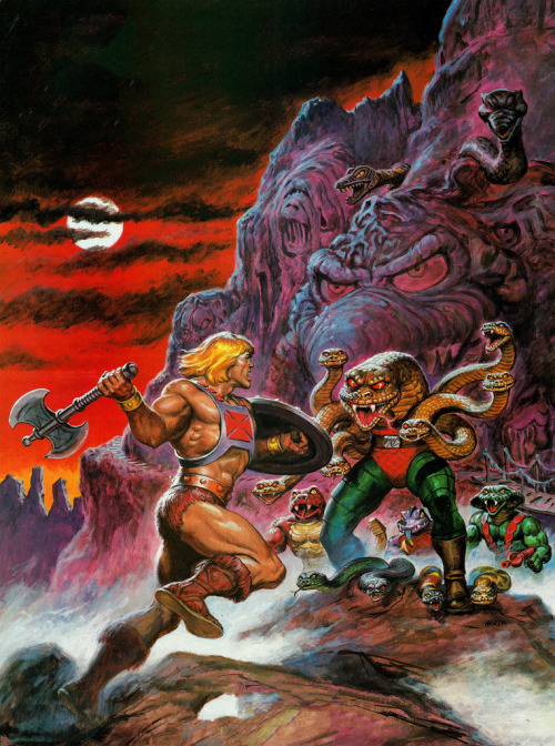 andysuriano:  cinematicwasteland:  If I had to choose which 80′s toy line I most wished I hadn’t missed out on, it would probably be Masters of the Universe, If only because of this art.  EARL NOREM WAS AMAZING 