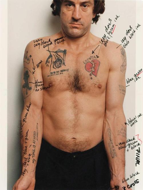 lottereinigerforever:Martin Scorsese’s notes on Robert De Niro’s tattoos in “Cape Fear“