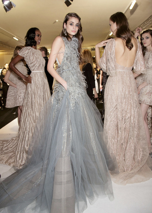 runwayandbeauty:  Taylor Marie Hill - Backstage at Elie Saab Haute Couture Spring 2015.