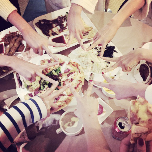 :after school spending their first moments of 2015 together (with room service). thank you jooyeon f