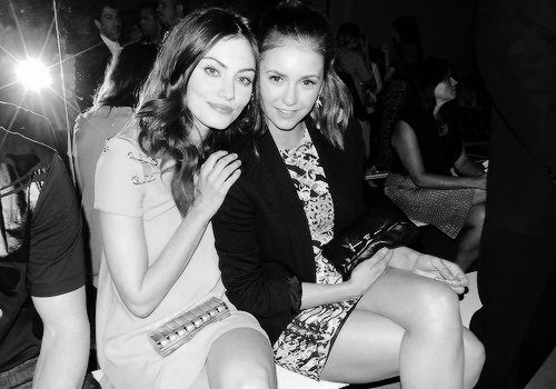 wesleystattoo:     Nina Dobrev and Phoebe Tonkin at the Versace Fashion Show in NYC