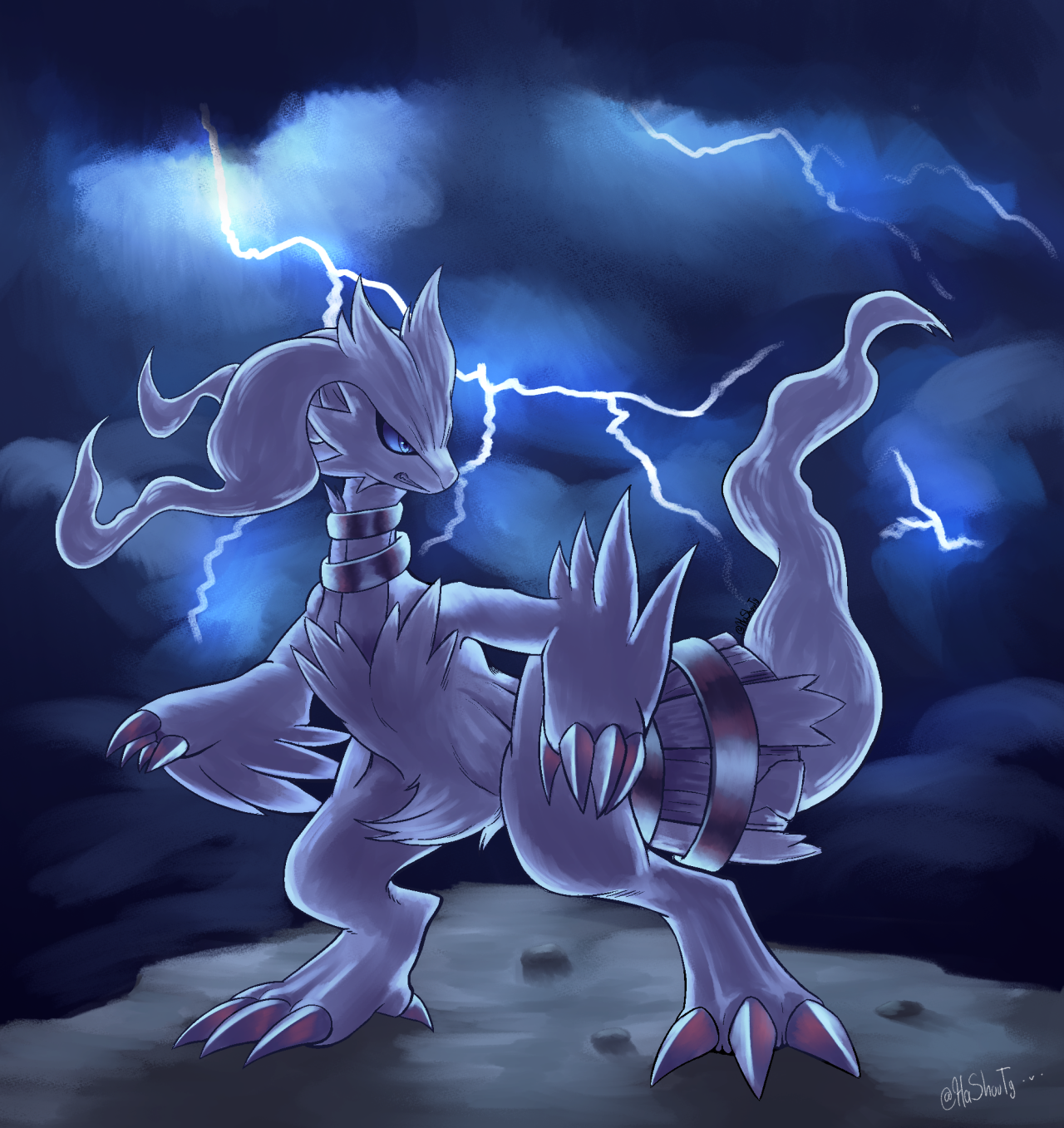 Comission, fusion of Kyurem, Zekrom and Reshiram : r/Pokemonart