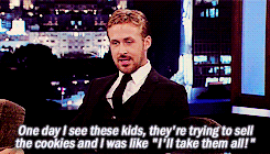 fuckyeahmcgosling:  “Who is this guy? What happened to the girl scouts? Why does he have all the cookies?” [x] 