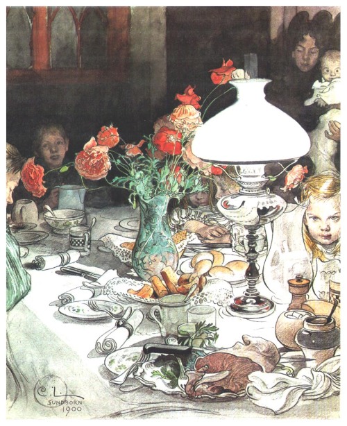 carl-larsson:Around the Lamp at Evening, 1900, Carl LarssonMedium: watercolor,paper