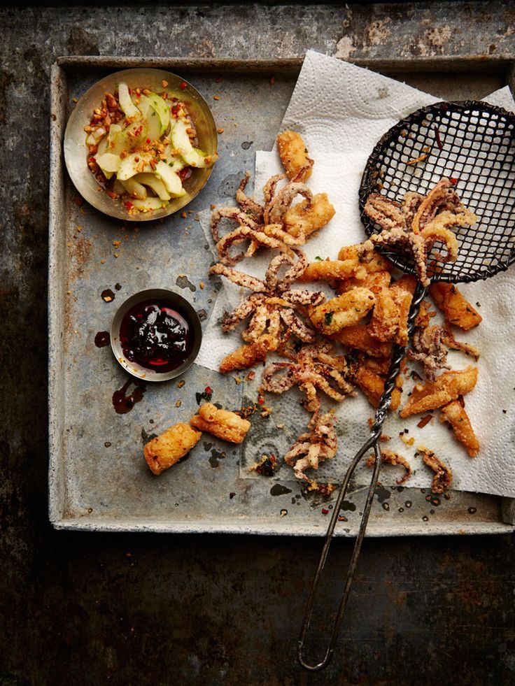 intensefoodcravings:  Crispy Squid with Nam Prik Pao and Cucumber Relish | Food &amp;