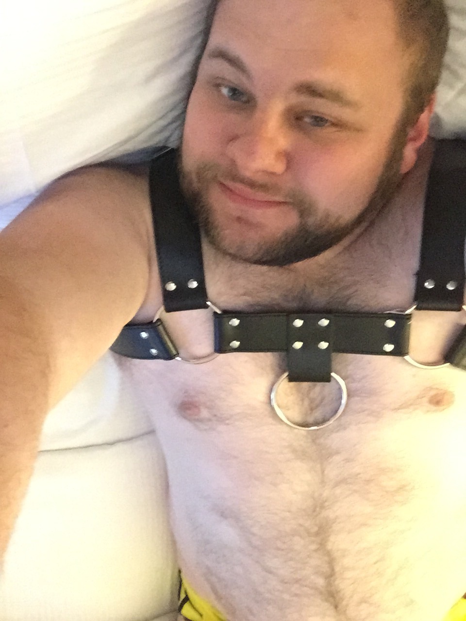 polytriadcigarcub:  Feeling fucking amazing in my new harness!!