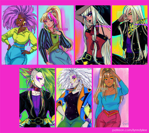 All the fanarts I’ve done so far for the IDW Jem comic characters celebrating their birthdays wearin