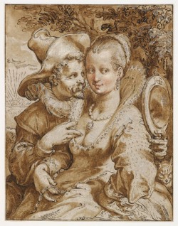 Tits-In-Art:  Hendrick Goltzius (1558-1617) - Les 5 Sens: La Vue, V.1595/96 