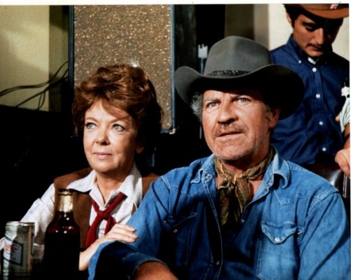 Robert Preston and Ida Lupino are seen here in a scene from the 1972 western, Junior Bonner.