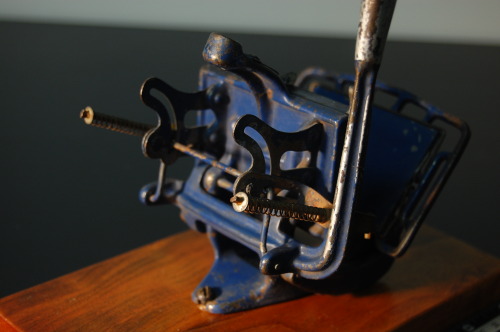 adamisinky:  Perfection Printing Press No. 605 mounted on a cherry base Chase size: 1 and 5/8 x 2 an