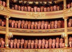 Large-scale nude shoot in Bruges&rsquo; Theatre from American installation and performance photographer Spencer Tunick.